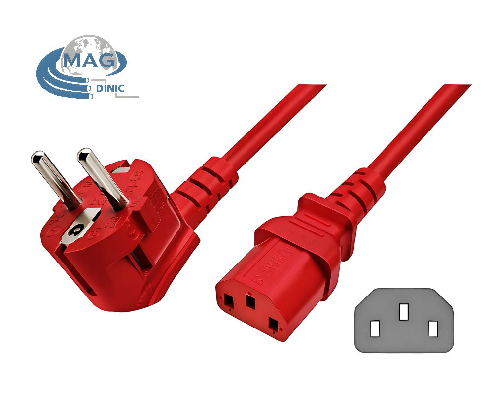 Netzkabel CEE 7/7 auf C13 farbig